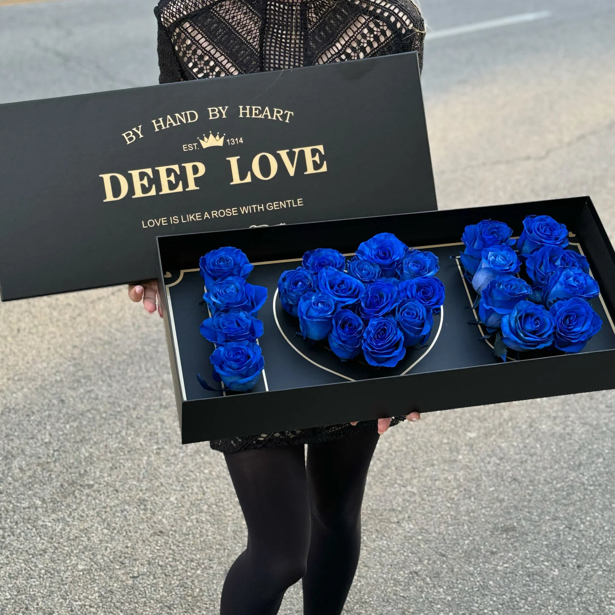 Eternal Love: Black Box with Blue Roses 'I LOVE YOU' in Burbank