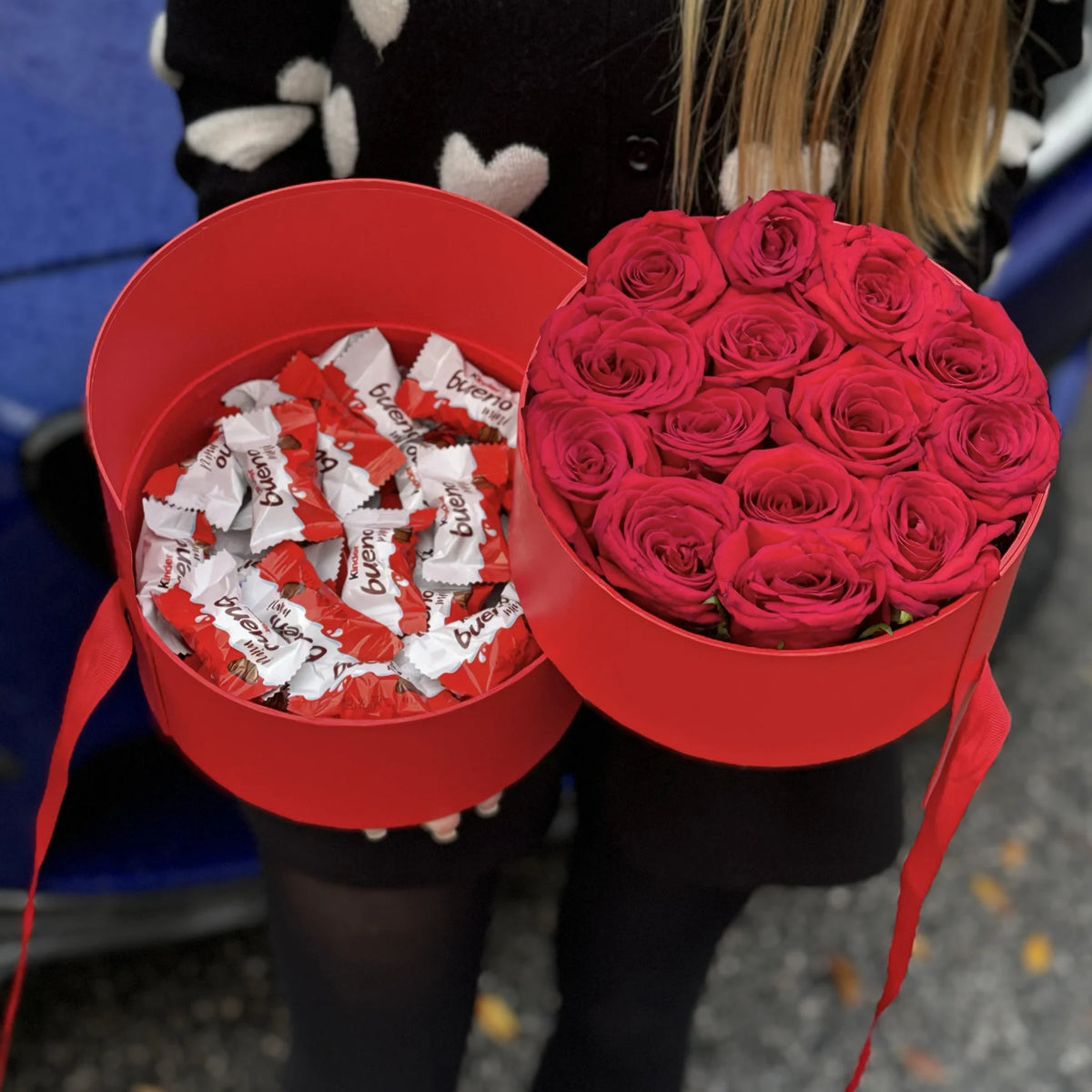 Passion Unveiled Red Secret Flower Box with Roses and Candy in Burbank