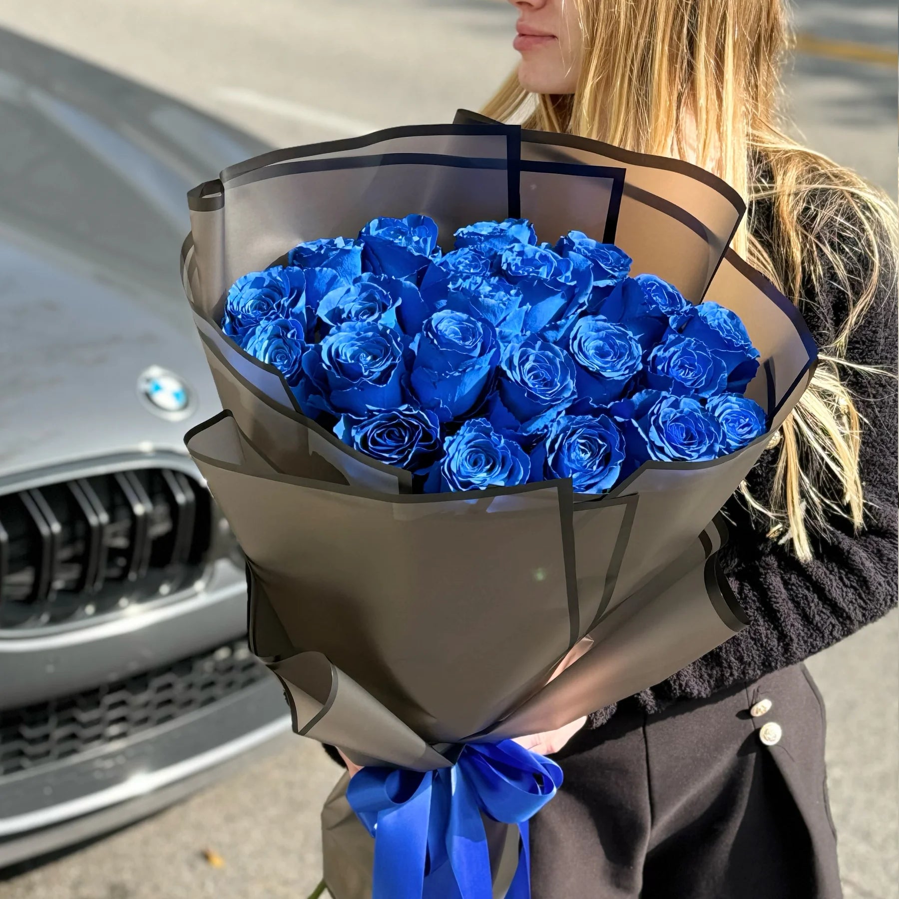 Order Blue Roses Blue Rose Flowers Photos Real Touch Blue Rose Arrangement | Preserved