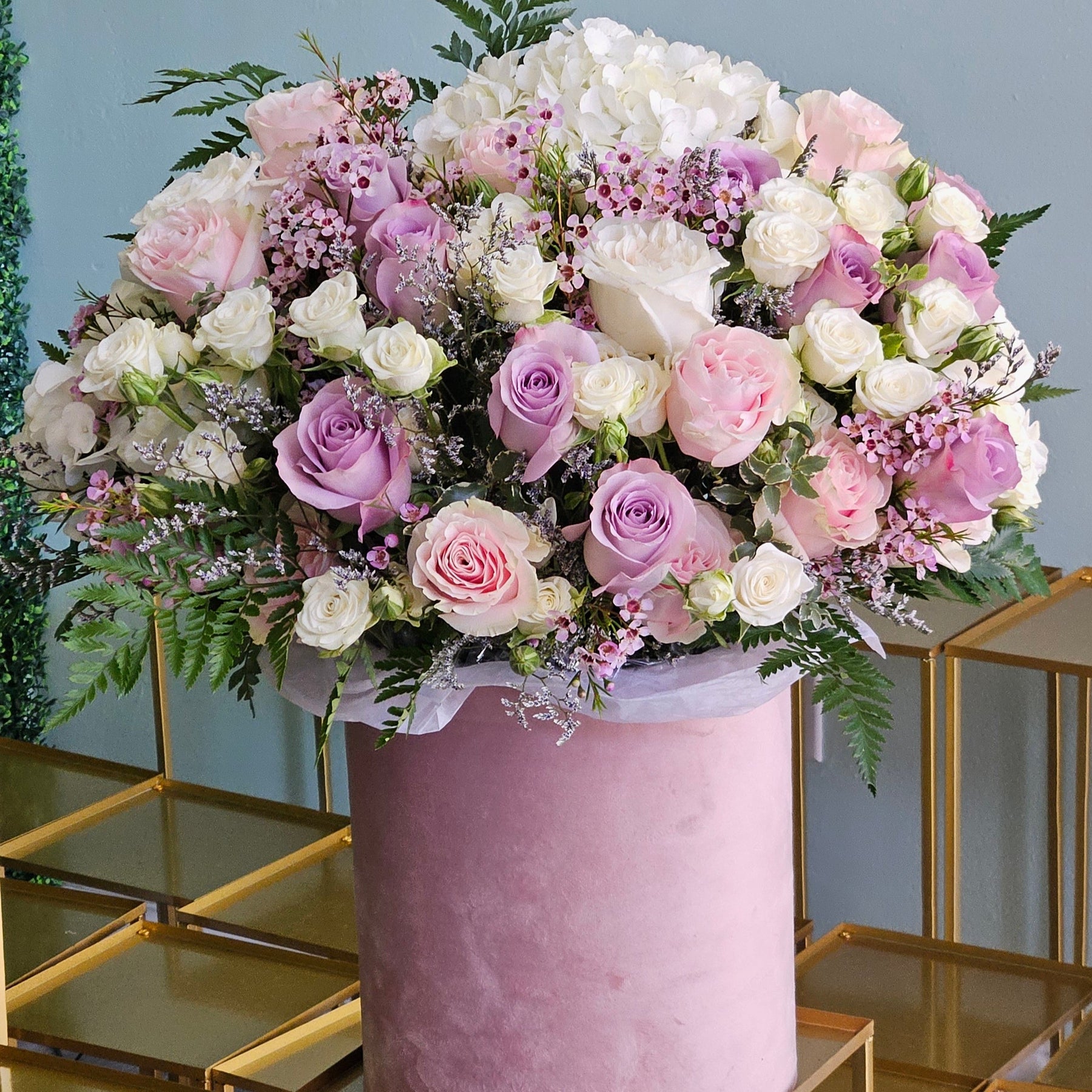 lavender luxury flower arrangement Lavender accents. Best flower delivery in Los Angeles, CA