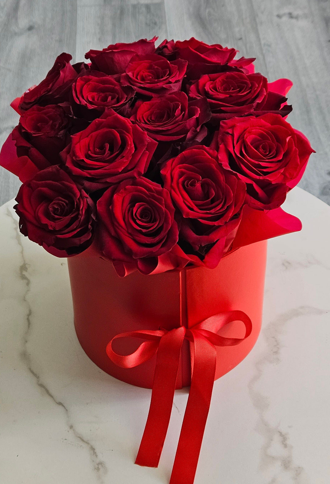 Passion Unveiled: Red Secret Flower Box with Roses and Candy in